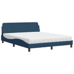 vidaXL Lit avec matelas bleu 160x200 cm tissu
