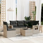 vidaXL Salon de jardin 6 Pièces avec coussins gris clair résine tressée