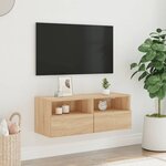 vidaXL Meuble TV mural chêne sonoma 80x30x30 cm bois d'ingénierie