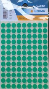 Etui de 540 étiquettes multi-usages diamètre 8 mm vert foncé herma