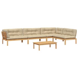 vidaXL Salon palette de jardin avec coussins 5Pièces bois d'acacia massif
