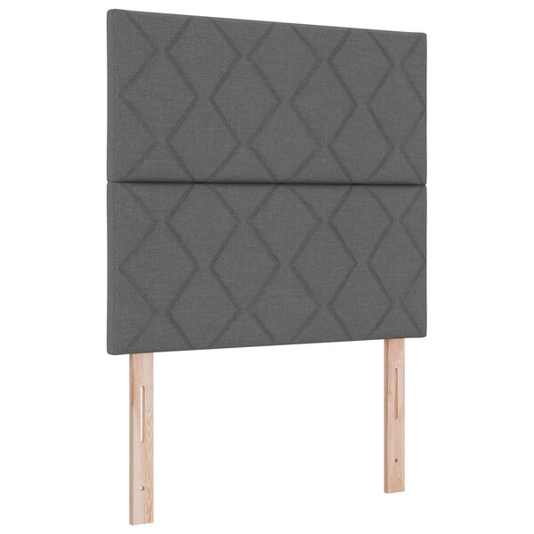 vidaXL Lit à ressorts avec matelas et LED gris foncé  90 x 190 cm  en tissu.