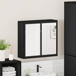 vidaXL Armoire à miroir de salle de bain noir bois d’ingénierie