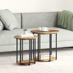 vidaXL Ensemble de tables d'appoint 2 Pièces Bois ancien et noir
