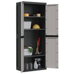 vidaXL Armoire de rangement d'extérieur gris et noir 65x37x165 cm PP
