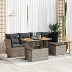 vidaXL Salon de jardin 6 Pièces avec coussins gris résine tressée