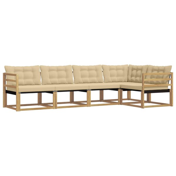 vidaXL Ensemble de canapés d'extérieur 5 pc Blanc et Beige