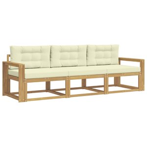 vidaXL Ensemble de canapés d'extérieur 3 pc Blanc et crème Polyester