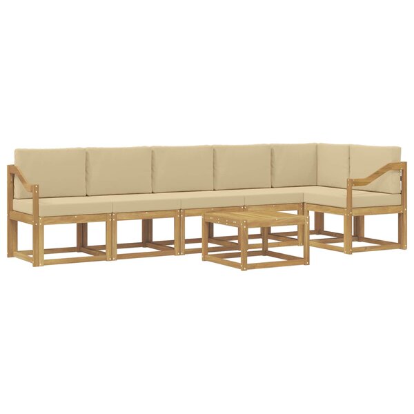 vidaXL Ensemble de canapés d'extérieur 7 Pièces Blanc et Beige Polyester