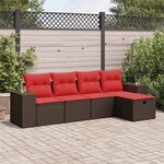 vidaXL Salon de jardin avec coussins 5 Pièces marron résine tressée