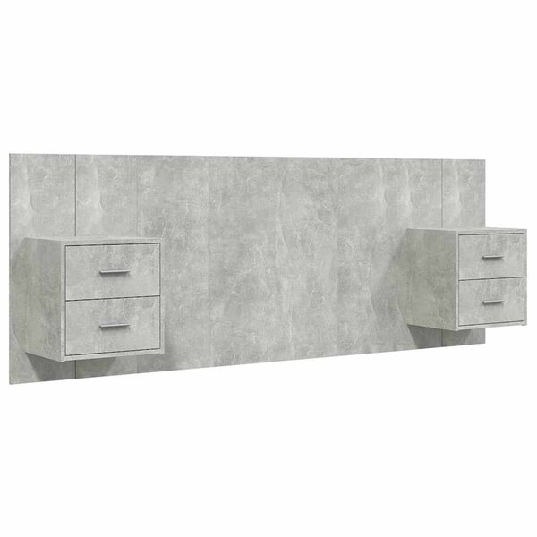 vidaXL Tête de lit avec armoires Gris béton Bois d'ingénierie
