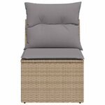 vidaXL Canapé de jardin sans accoudoirs coussins beige résine tressée