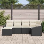 vidaXL Ensemble de canapé de jardin 6 Pièces Noir Poly rotin