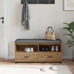 vidaXL Banc d'entrée avec coussin Chêne artisanal 100 x 38 x 46 cm