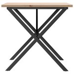 vidaXL Table à manger cadre en X 80x80x75 5cm bois de pin massif fonte