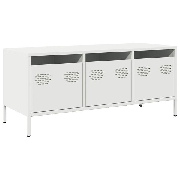 vidaXL Meuble TV blanc 101 5x39x43 5 cm acier laminé à froid