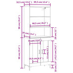 vidaXL Buffet haut Blanc 69 5x34x180 cm Bois d'ingénierie