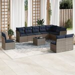 vidaXL Salon de jardin 11 Pièces avec coussins gris résine tressée
