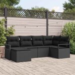 vidaXL Ensemble de canapé de jardin 6 Pièces Noir Poly rotin