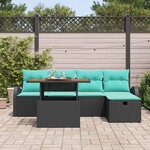 vidaXL Ensemble de canapé de jardin 6 Pièces Noir polyrotin