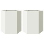 vidaXL Jardinières 2 Pièces blanc hexagone 46x40x45 cm acier