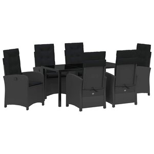 vidaXL Ensemble de salle à manger pour jardin 7 Pièces Noir polyrotin
