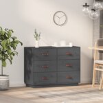 vidaXL Buffet Gris 100x40x75 cm Bois massif de pin