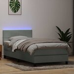 vidaXL Sommier à lattes de lit et matelas et LED gris clair 80x220 cm velours