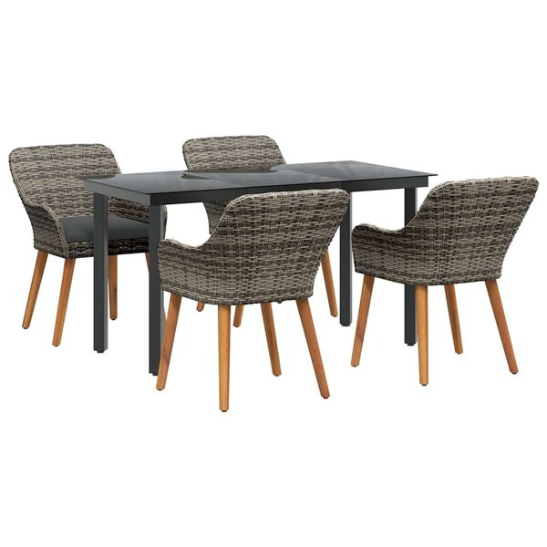 vidaXL Ensemble de salle à manger pour jardin 5 Pièces Gris polyrotin