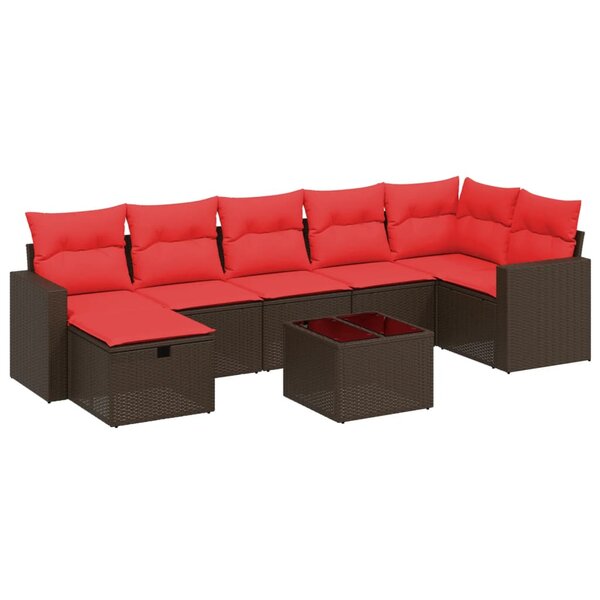 vidaXL Salon de jardin 8 Pièces avec coussins marron résine tressée