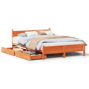 vidaXL Cadre de lit sans matelas cire marron 150x200cm bois pin massif