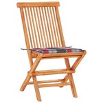 vidaXL Ensemble de bistro 3 Pièces avec coussins à carreaux rouge Teck