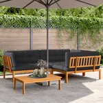 vidaXL Salon palette de jardin avec coussins 4Pièces bois d'acacia massif