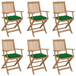 vidaXL Chaises pliables de jardin lot de 6 avec coussins Bois d'acacia
