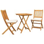 Set de bistro de jardin en 3 pièces en bois d'acacia