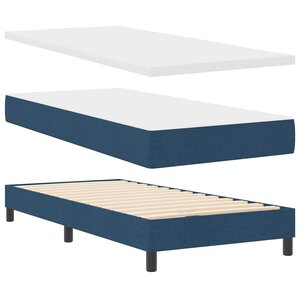 vidaXL Lit boxspring avec matelas avec matelas Bleu 90 x 190 cm