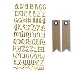 Stickers alphabet doré à paillettes + 20 étiquettes kraft Fanion