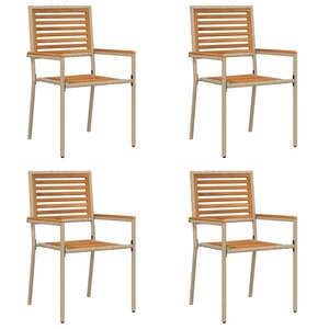 vidaXL Chaises empilables de jardin 4 Pièces Marron et beige