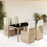 vidaXL Ensemble de bistro de jardin 5 Pièces coussins beige poly rotin