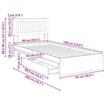 vidaXL Lit de Rangement avec tiroir Noir 90 x 190 cm Bois d'ingénierie