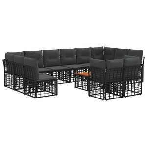 vidaXL Ensemble de canapés d'extérieur 13 Pièces Noir et Gris foncé