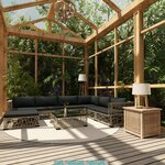 vidaXL Salon de jardin 8 Pièces avec coussins résine tressée gris