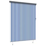 vidaXL Store Roulant Extérieur Manuel Bleu et blanc 220 x 250 cm tissu