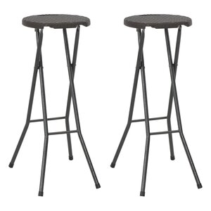 vidaXL Tabouret de bar pliable lot de 2 PEHD et acier Aspect rotin