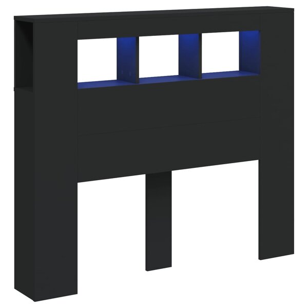 vidaXL Tête de lit à LED noir 120x18 5x103 5 cm bois d'ingénierie