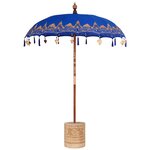 vidaXL Parasol balinais 260 Bleu 180-190 cm Coton et bois massif