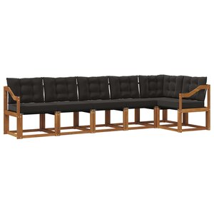 vidaXL Ensemble de canapés d'extérieur 6 Pièces Naturel et Noir