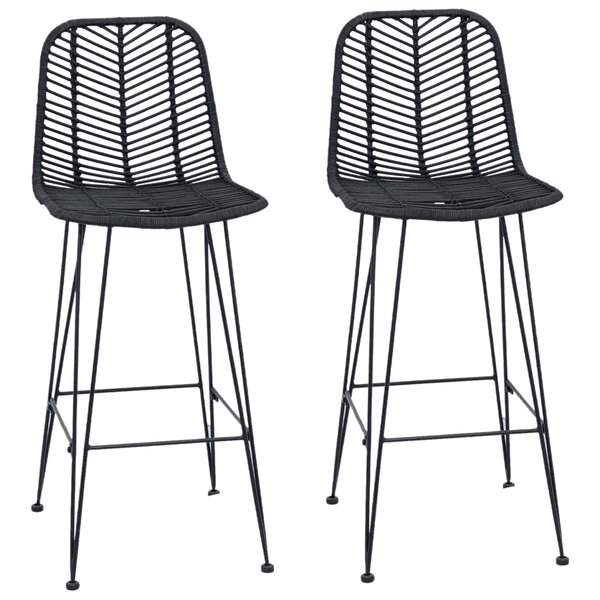 vidaXL Chaise de bar 2 pc Noir 44 x 53 x 111 cm Rotin et métal