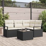 vidaXL Ensemble de canapé de jardin 5 Pièces Noir Poly rotin