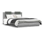vidaXL Cadre de lit tête de lit et lumières LED sonoma gris 120x200 cm